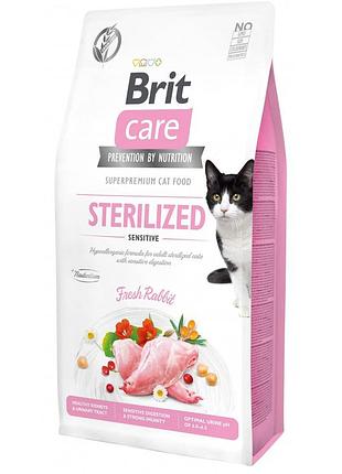 Корм сухий brit care cat grain free sterilized sensitive для стерелізованих котів з чутливим травленням з кроликом 7 кг