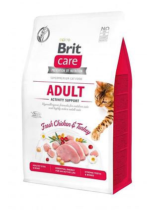 Корм сухой brit care cat grain free adult activity support для уличных и взрослых котов филе индейки и курицы 400 г