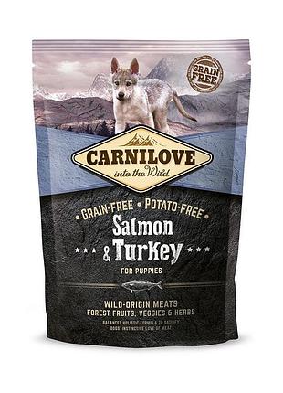 Корм сухой carnilove puppy salmon and turkey для щенков всех пород с лососем и индейкой 1,5 кг