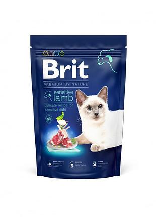 Корм сухий brit premium by nature cat sensitive для котів із чутливим травленням з ягням 1,5 кг