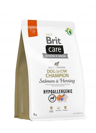 Корм сухой brit care dog hypoallergenic dog show champion для выставочных собак с лососем и сельдью 3 кг