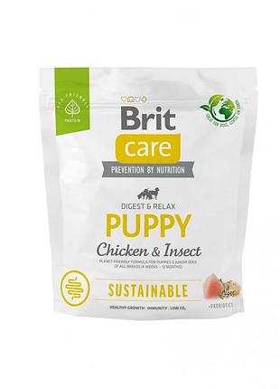 Корм сухой brit care dog sustainable puppy для щенков с курицей и насекомыми 1 кг