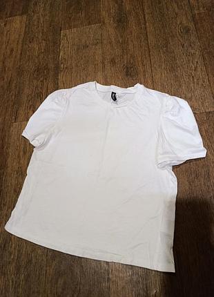Футболка белая, рукав фонарик, divided h&m