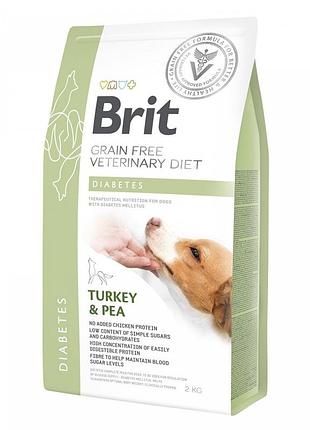 Корм сухой brit grain free vetdiet dog diabetes для собак с сахарным диабетом с индейкой и горохом 2 кг
