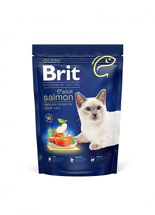 Корм сухий brit premium cat by nature adult salmon для дорослих котів з лососем 800 г
