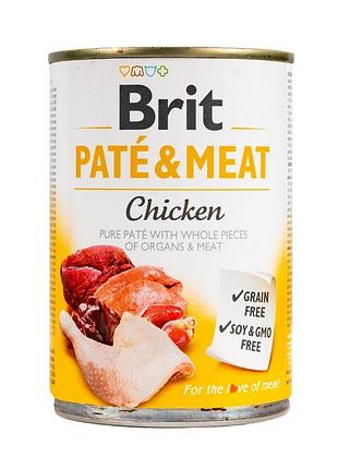 Корм влажных brit care pate and meat для взрослых собак с курицей 400 г