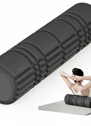 Массажный ролик wcg k3 premium foam roller 42 см, черный, 3d рельеф, eva, до 200 кг
