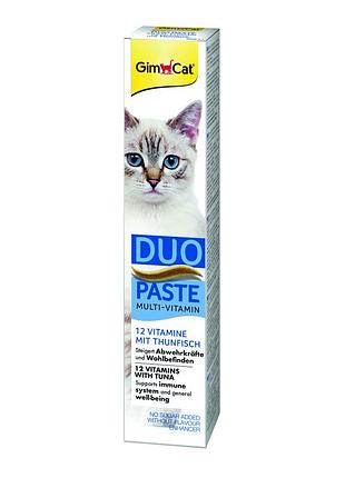 Паста gimcat duo paste multi-vitamin 12 vitamins with tuna для котов всех пород 12 витаминов и тунец 50г