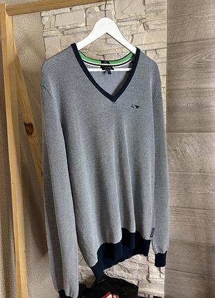 Чоловічий оригінальний легкий джемпер светр armani jeans slim fit xl-xxl