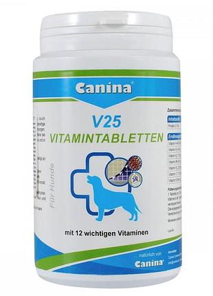 Вітаміни canina v25 для собак 60 табл 200г комплекс для щенят та вагітних самок зростання та обмін речовин