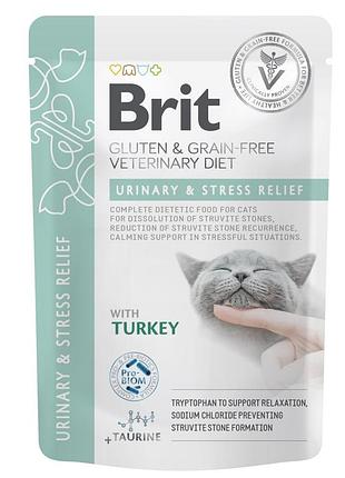 Корм влажный brit gf vd urinary and stress relief для котов с индейкой 85 г