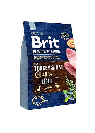 Корм сухой brit premium dog light для собак с избыточным весом с индейкой 3 кг
