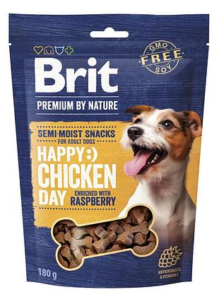 Лакомство brit premium semi-moist snacks chicken with raspberry полувлажные для cобак с курицей и малиной 180 г