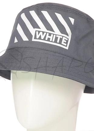 Панама универсальная мужская котоновая панамка с брендовой накаткой off white pkh19909 серый