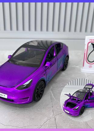 Детская машинка металлическая инерционная ap-2002 tesla model y 1:24