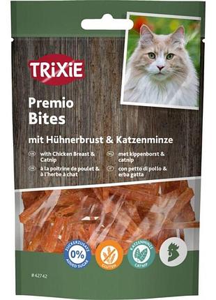 Лакомство для кошек trixie premio bites куриная грудка и мята 50г натуральные кусочки без сахара и глютена