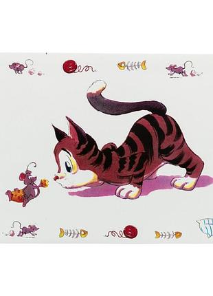 Коврик под миску trixie для котов comic cat серый пластик 44х28 см