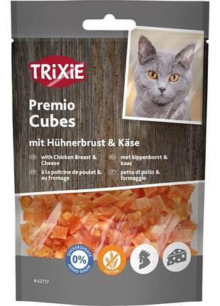 Лакомство trixie premio cubes кубики для котов с курицей и сыром без глютена и сахара премиум деликатес