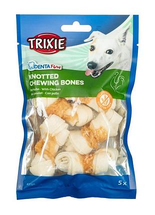 Лакомство trixie для собак кость жевательная с курицей 5 см для чистки зубов без глютена набор 5 шт 70 г