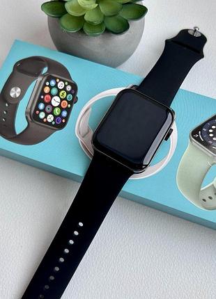 Смарт часы фитнес браслет smart watch n76 беспроводная зарядка пульсометр тонометр черные + подарок