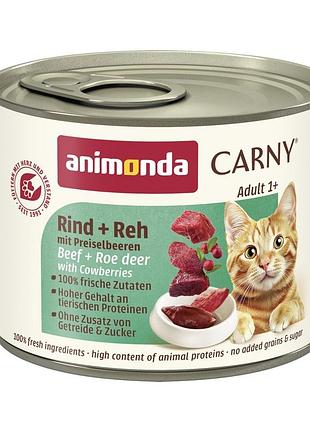 Корм влажный carny adult beef venison with cowberries для взрослых котов с говядиной олениной и брусникой 200 г.