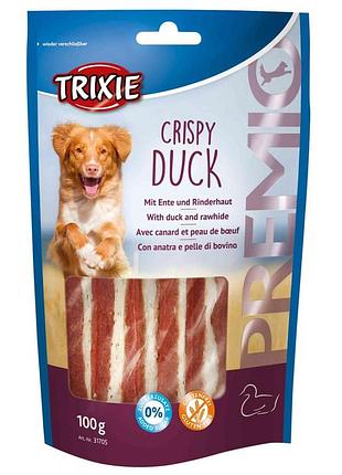 Лакомство trixie premio crispy duck для собак чипсы из утки и сыромятной кожи без глютена и сахара 100 г