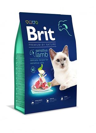 Корм сухой brit premium by nature cat sensitive для кошек с чувствительным пищеварением с ягненком 8 кг