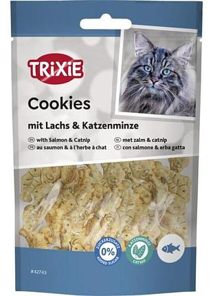 Лакомство trixie печенье для котов с лососем и кошачьей мятой без сахара и глютена, полезные снеки 50 г
