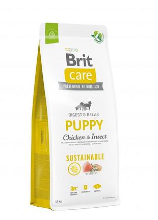 Корм сухий brit care dog sustainable puppy для цуценят з куркою та комахами 12 кг