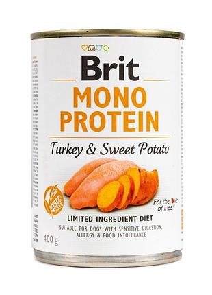 Корм влажный brit mono protein turkey and sweet potato для собак с индейкой и бататом 400 г