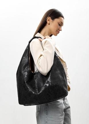 Жіноча сумка sambag hobo l принт крокодила