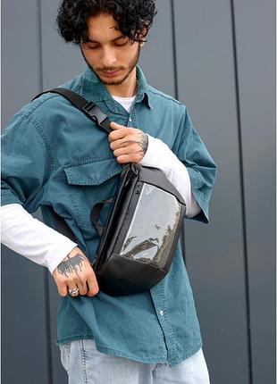 Большая черная мужская поясная сумка бананка sambag dynamicdart