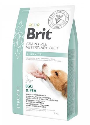 Корм сухой brit grain free vetdiet dog struvite для собак с мочекам_яной болезнью с яйцом индейкой горохом гречкой 2 кг