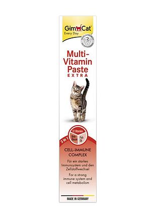 Витаминная паста gimcat multi-vitamin extra для иммунитета кошек с омега-3 и таурином, премиум, 50 г