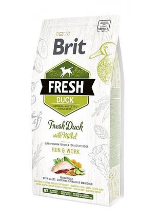 Корм сухий brit fresh duck/millet active run and work для дорослих активних собак з качкою та пшоном 2,5 кг