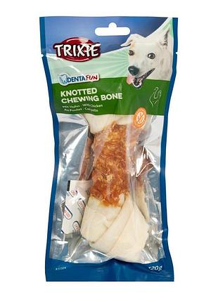 Лакомство trixie denta fun для собак косточка из курицы и кожи без глютена для чистки зубов 18см 120г