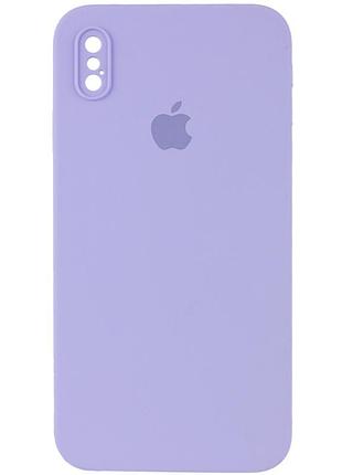 Чехол silicone case square full camera protective (aa) для apple iphone x / xs (5.8") красный / rose red бузковий / dasheen