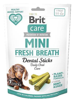 Лакомство brit care mini treats fresh breath для собак малых пород для зубов и свежести дыхания 7 шт/120 г