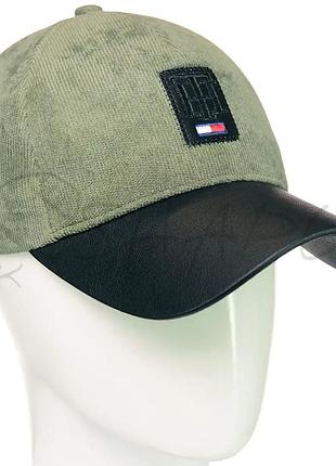 Кепка вельвет/кожа tommy hilfiger bvh20730 хаки