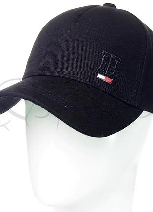 Кепка unisex с брендовая вышивкой бейсболка котоновая с регулировкой размера tommy hilfiger bth20841 черный