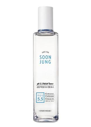 Тонер слабокислотних заспокійливий для особи etude house soon jung ph 5.5 relief toner