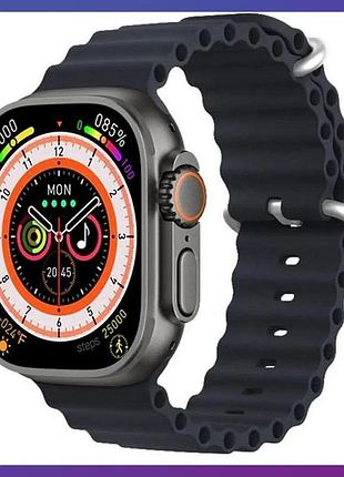 Розумний смарт годинник smart watch gs8 ultra+ bluetooth крокоміром тонометром лічильник калорій українська мова чорний