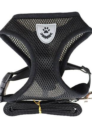 Шлейка для котів з повідцем pet style "сітка" чорна xl