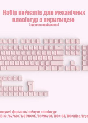 Кейкапы клавиши с русской раскладкой/кириллицей для механических клавиатур cherry mx gateron kailh outemu pink big