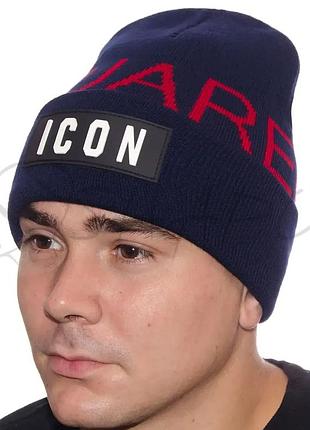 Шапка лопата з вишивкою брендовий icon lp20041 темно-синій