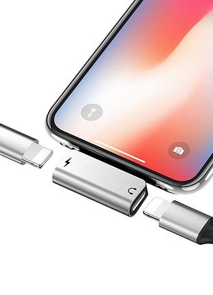 Переходник hoco ls24 lightning to lightning 2in1 silver