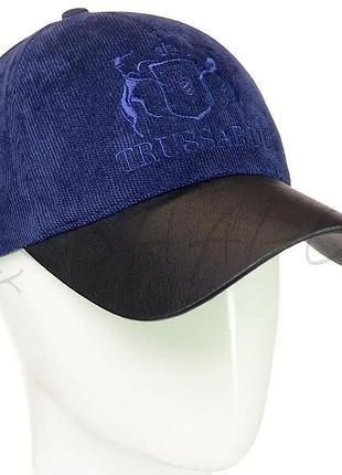 Кепка вельвет/кожа trussardi bvh20736 темно-синий