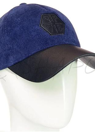 Кепка вельвет/кожа philipp plein bvh20735 темно-синий