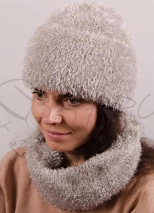 Молодіжний комплект шапка з снудом sofi sf20201k світло-сірий