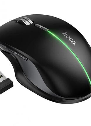 Аккумуляторная мышь игровая bluetooth и 2,4g, hoco gm40 dixon rgb / геймерская мышь с аккумулятором черный